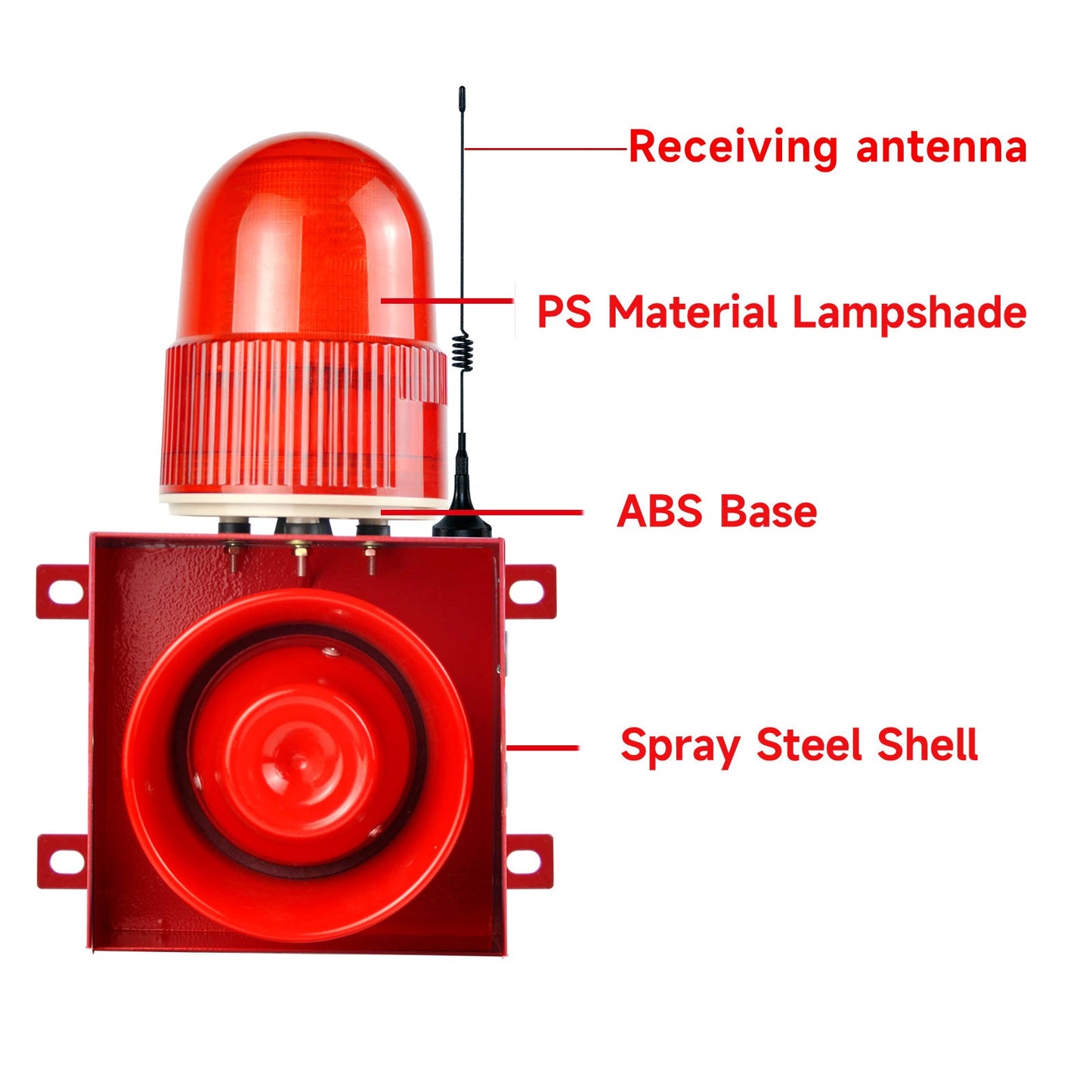 YASONG SLA-01Y Outdoor Wireless Remote Control LED Strobe Alarm Siren, 1.2Mile/0.3Mile Long Distance Barrier-free Control, 120dB Horn 25 Watts IP65 Waterproof