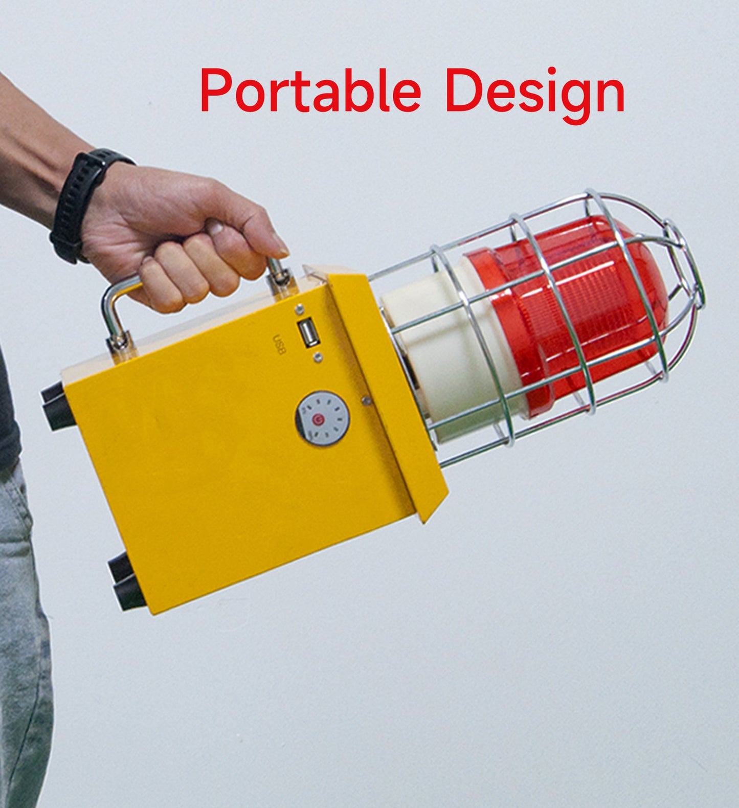 YASONG Portable Rechargeable Outdoor Alarm Siren 120dB Horn 15W Outdoor Siren with 5000mAh, Adjust Sound and Tone for Crane, Ports, Outdoor Constructionv Emergency Warning AC100-240V SLA-1509