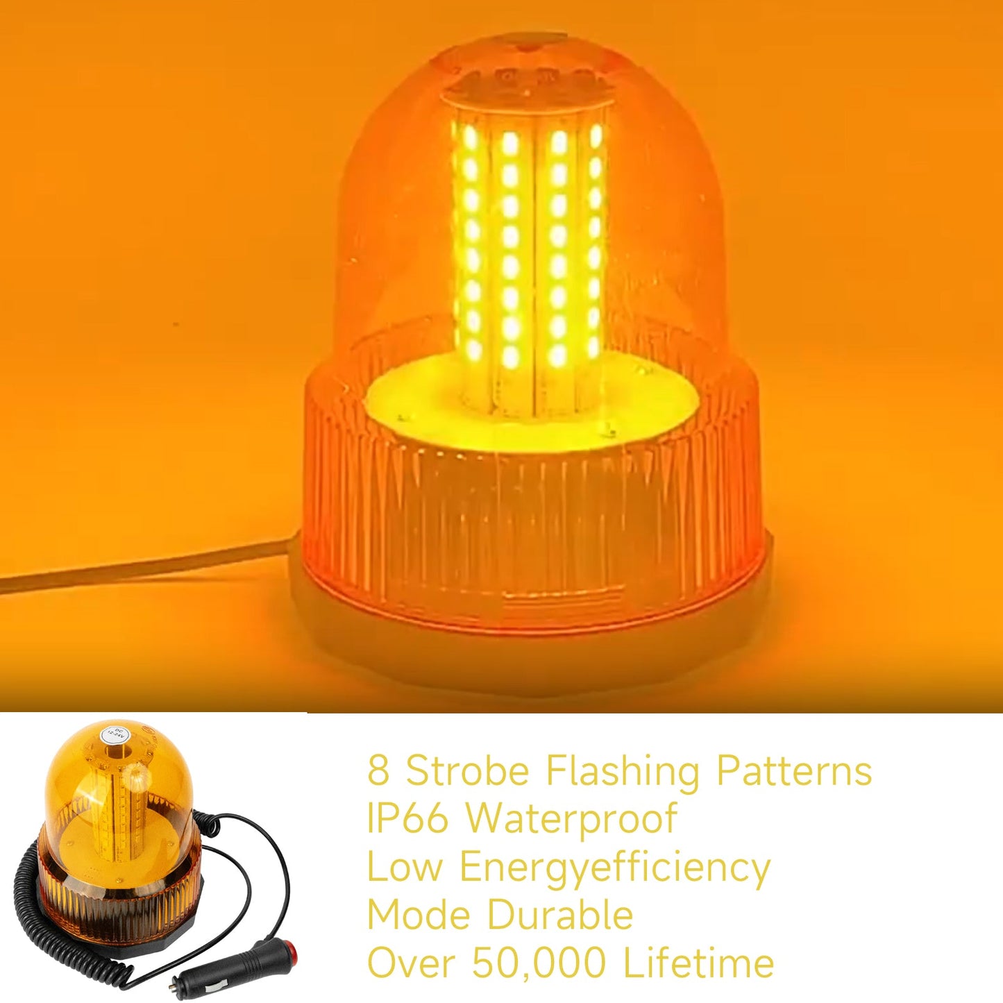 YASONG 80 LED Beacon Strobe Light 12V-24V Amber Magnetic Rooftop Emergency Safety Warning Flashing Light for Forklift Truck Tractor Golf Carts UTV Car Bus