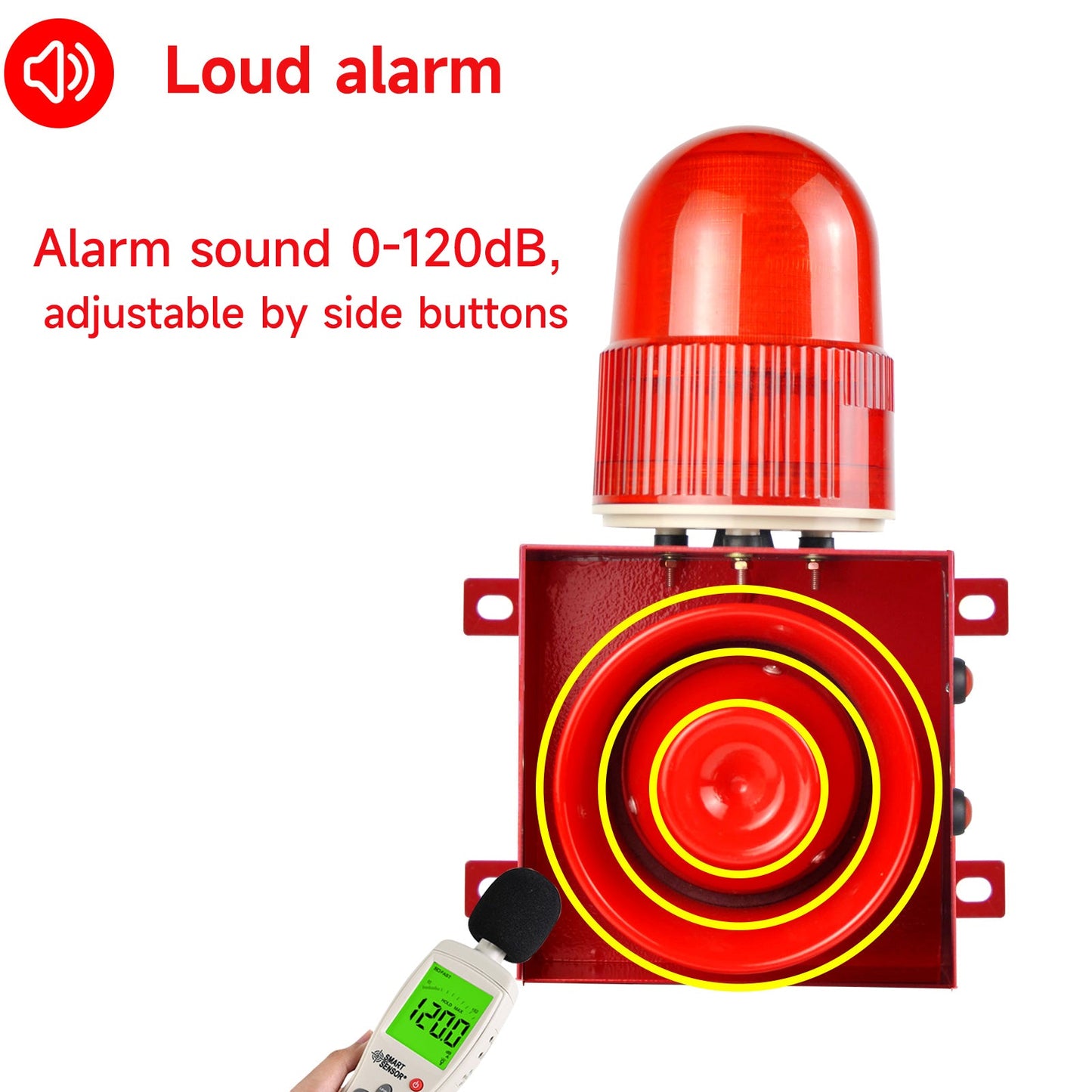 Industrial Siren Alarm with 100m Waterproof Invisible Beam Infrared Sensor Detector 120dB Adjustable Tone Volume Outdoor Security Alarm Kit for Factories, Docks, Schools