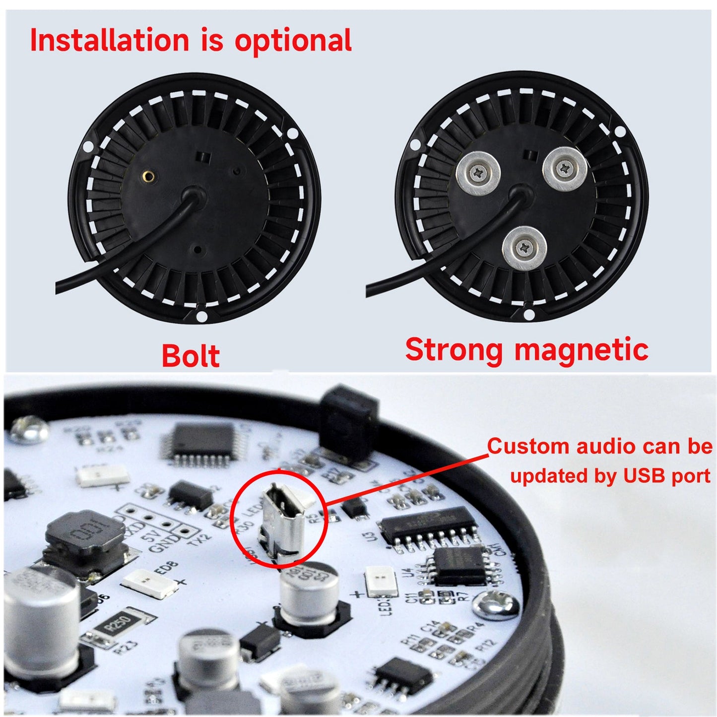 YASONG LED Beacon Light 120dB 9 Tones 2 Flashing Modes Strobe Lights for Vehicles, Truck, Forklift, Workshop Emergency SLA-090-II