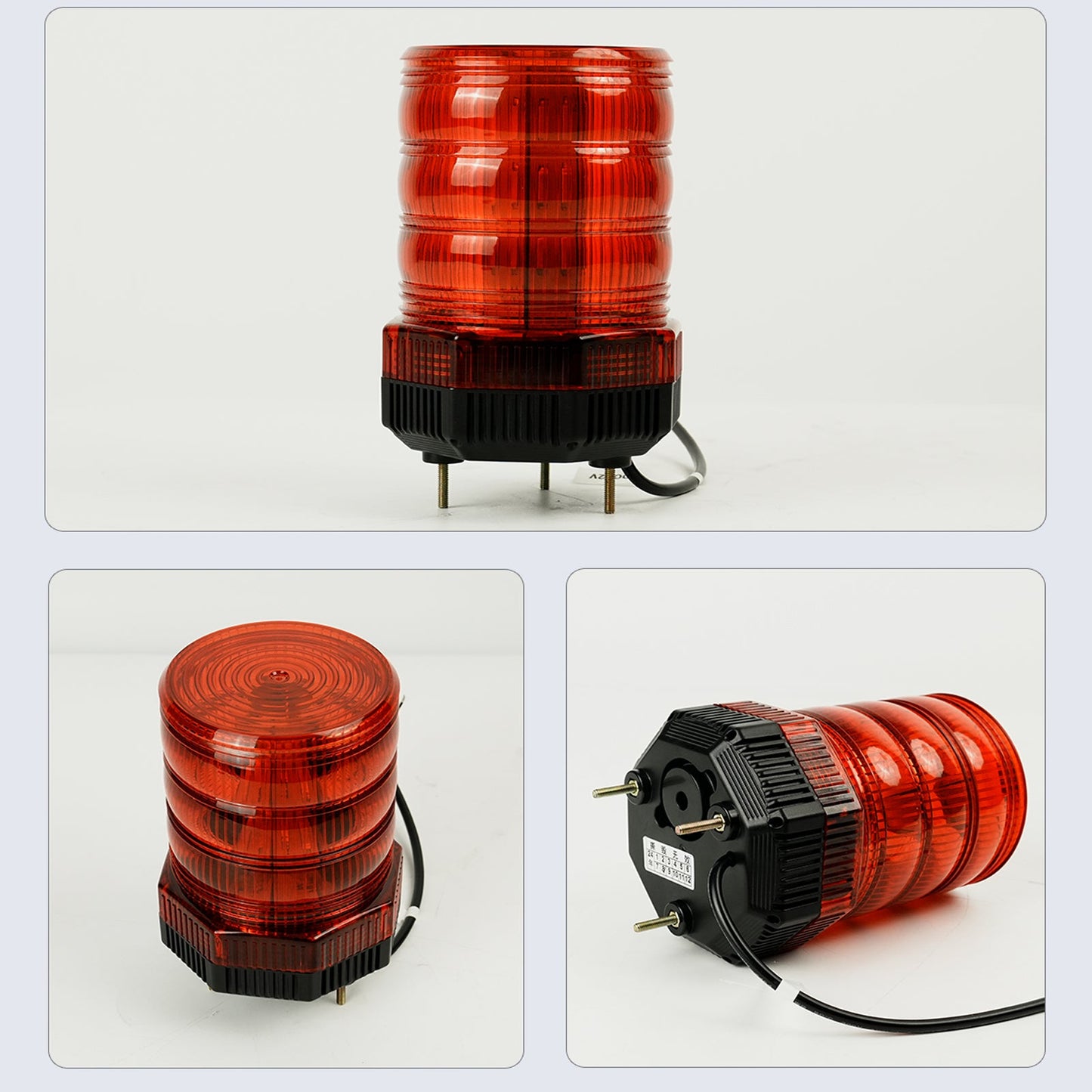 YASONG Industrial Rotating LED Strobe Beacon Warning Light IP66 Waterproof Emergency Security Siren Light Revolving Signal Lights for Industrial Device Vehicles, Red, with Buzzer or No Sound