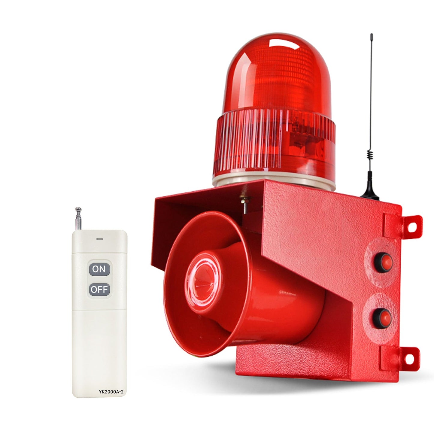 500m/2000m Wireless Remote Control  Alarm Siren 120dB Horn 12 Tone Adjustable Outdoor Industrial Waterproof LED Strobe Alarm System for Noisy Environment Emergency Alarm SLA-01TY