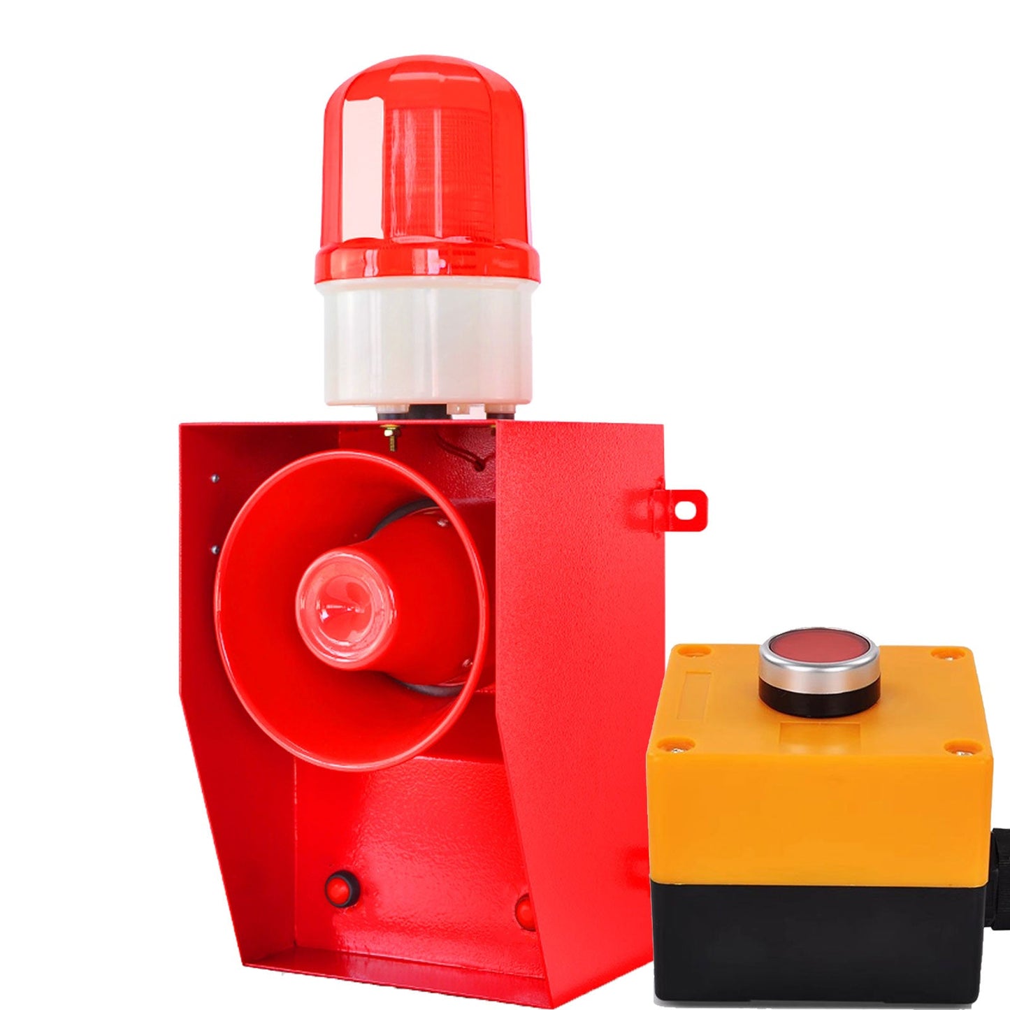 YASONG One Button Siren Alarm 130db Horn 12Tone Tornado Fire Alarm Siren Home Security System Alarm Range of 150m-300m for Warehouse Factory Farm Harbor Dock SLA-06BZ