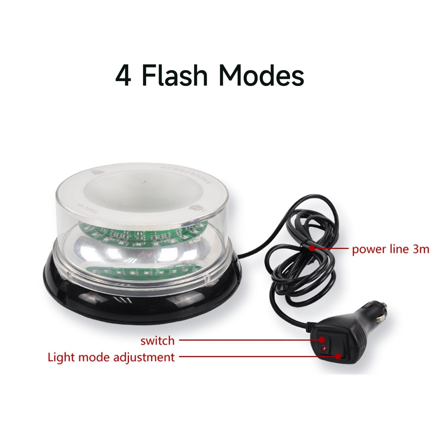 YASONG Strobe Flashing Lights for vehicles Waterproof 4 flashing modes LED Car Warning Light With The Cigarette Plug DC12V/24V YS-120CL