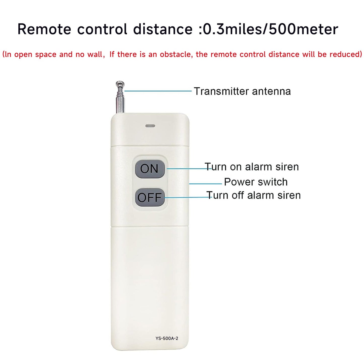 YASONG Wireless Remote Control 500 Meters（No Wall) Control alarm Turn on or Turn off One Alarm Can Be Equipped with Up to 60 Remote Controls