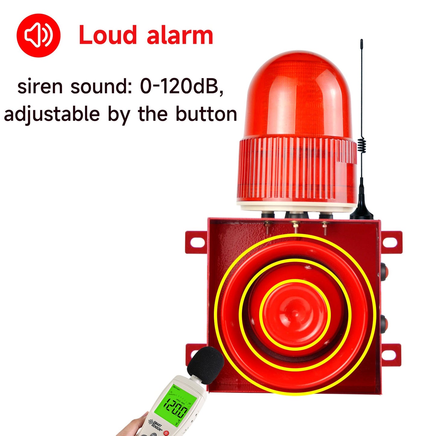 YASONG 500m/0.3mile Remote Control Alarm Siren with 3 Remote Controls, 120dB Horn 9 Tones Adjustable Outdoor Security Siren with Strobe Light , 25 Watts IP65 Waterproof SLA-01HY-500-3