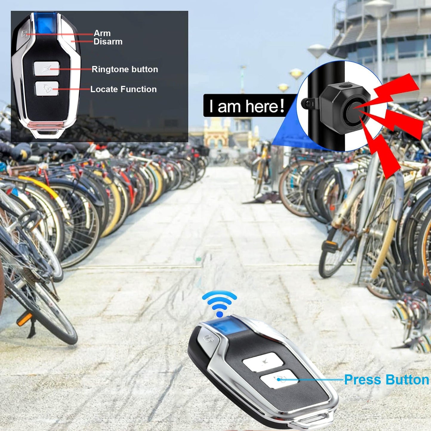 YASONG USB Rechargeable Bike Alarm Wireless Anti Theft Motorcycle Bicycle Alarm System with Remote Motion and Mount Waterproof Vibration Alarm System for Ebike Electric Bike Scooter Car (2 Pack)