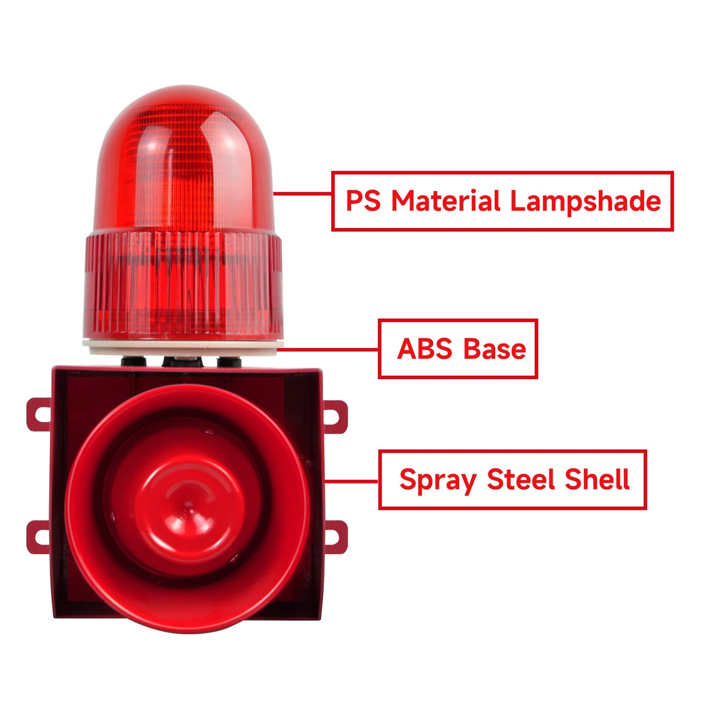 YASONG SLA-01 Industrial Alarm Siren Waterproof 120dB Horn Siren Speaker with  LED Strobe Light  25W Alarm System for Factories, Docks, Shipyards and Warehouses