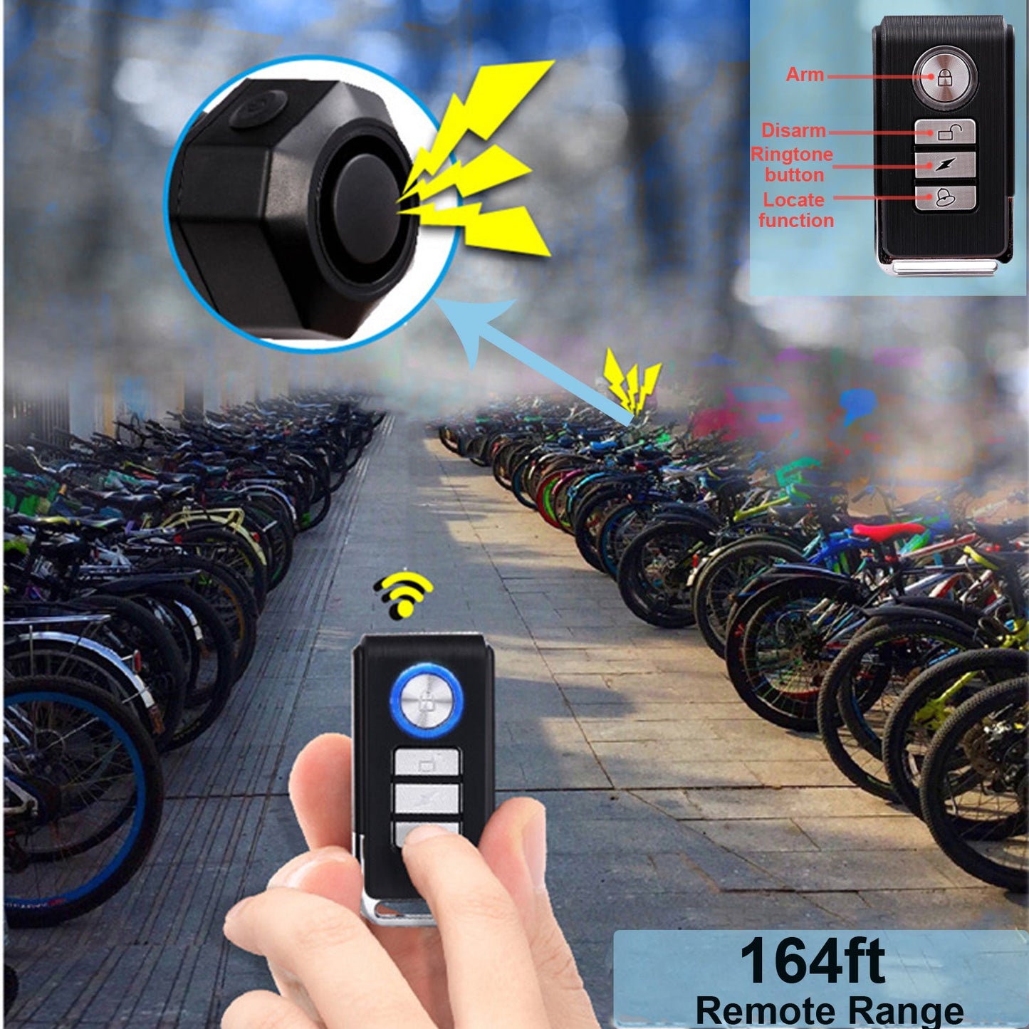 YASONG Bike Alarm for Ebikes Accessories USB Rechargeable Anti Theft Wireless Security Motorcycle Bicycle Alarm System with Remote Motion for Ebike Electric Bike Scooter Car (2 Pack)