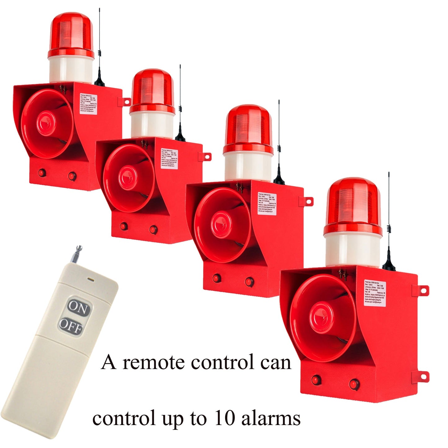 YASONG Remote Control Siren Alarm 500m 130dB Outdoor Industrial Security Siren Horn Alarm Waterproof Emergency LED Strobe Warning Light Tone Volume Adjustable SLA-05BY