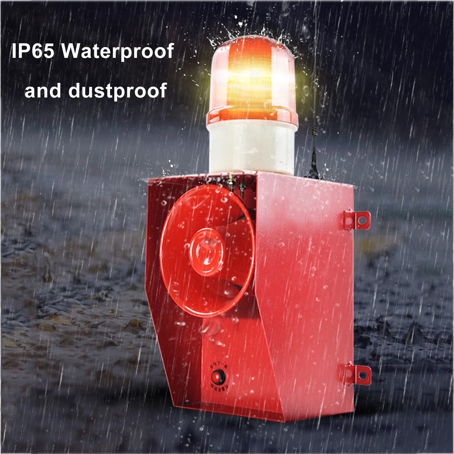 YASONG 0.3mile/500m Remote Control Alarm Siren Waterproof 45w 130dB Loud Horn Siren Outdoor Security Wireless Panic Button Siren with Adjustable Volume Tone SLA-06BY