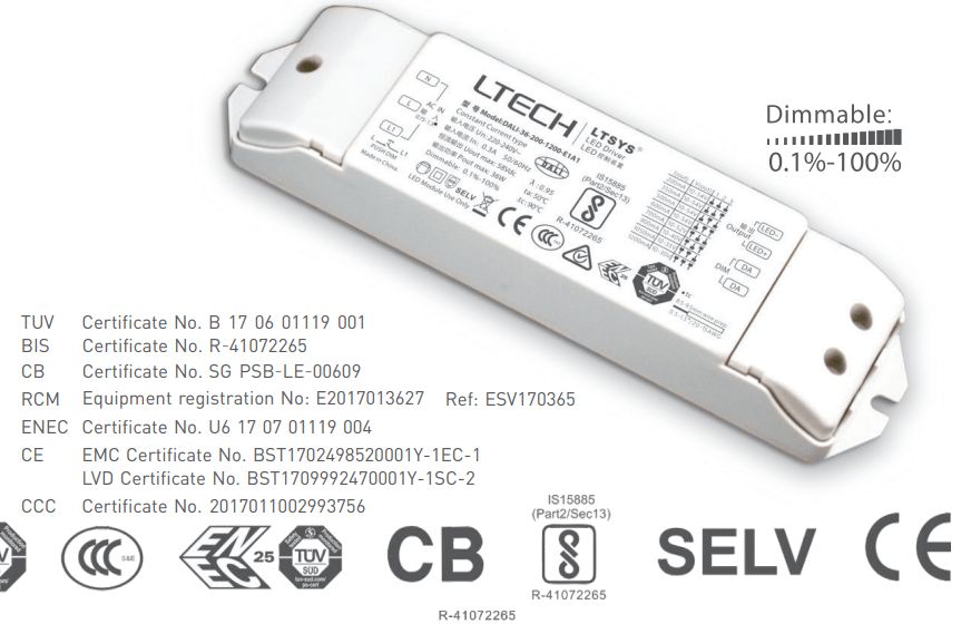 [China]LTECH DALI series CC DALI Dimmable Driver-Ballast /Drivers-DELIGHT OptoElectronics Pte. Ltd