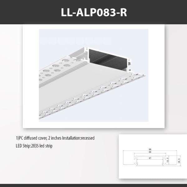 L9 Fixture [China] ALP083-R Recess Mount Aluminium Profile For 2835 Led Strip 2M x10Pcs