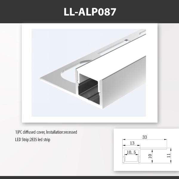 L9 Fixture [China] ALP087 Recess Mount Aluminium Profile For 2835 Led Strip 2M x10Pcs