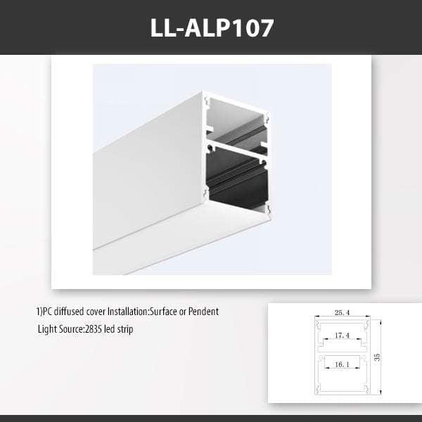 L9 Fixture [China] ALP107 Surface Mount Aluminium Profile For 2835 Led Strip 2M x10Pcs