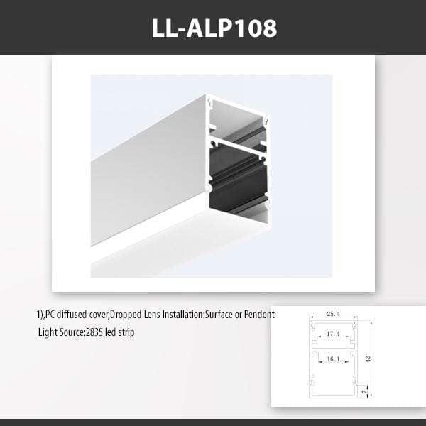 L9 Fixture [China] ALP108 Surface Mount Aluminium Profile For 2835 Led Strip 2M x10Pcs