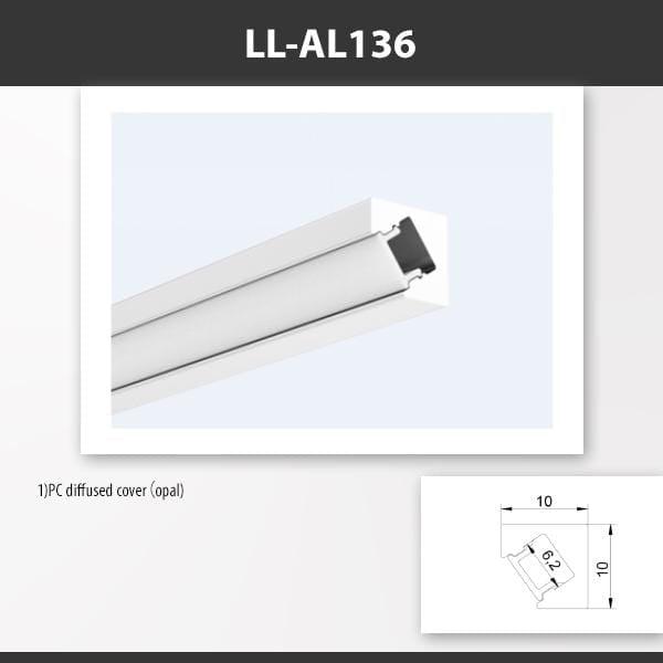 L9 Fixture [China] ALP136 Surface Mounting Aluminium Profile 2M x10Pcs