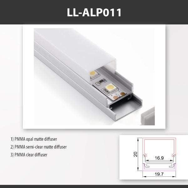 L9 Fixture LL-ALP011 / PMMA Opal Matte [China] ALP011 Surface Mounting Aluminium Profile For 2835 Led Strip 2M x10Pcs