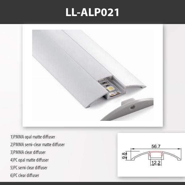 L9 Fixture LL-ALP021 / PMMA Opal Matte [China] ALP021 Surface Mounting Aluminium Profile For 2835 Led Strip 2M x10Pcs