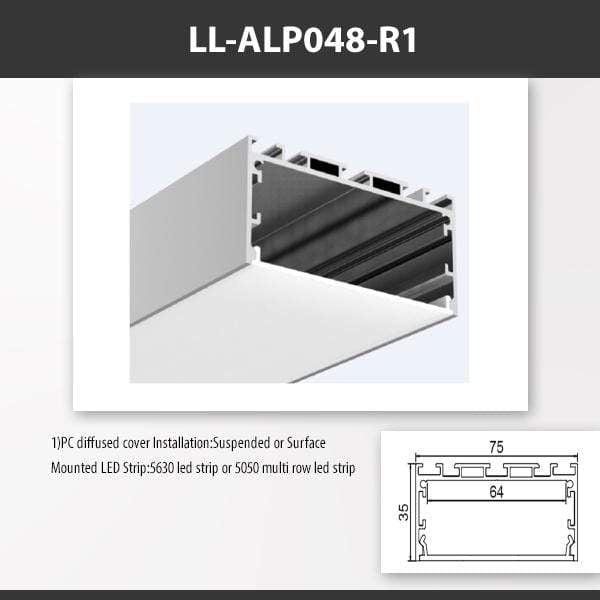 L9 Fixture LL-ALP048-R1 / PC Diffused / Surface [China] ALP048 Surface Mount Aluminium Profile 2M x10Pcs