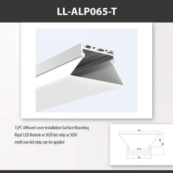 L9 Fixture LL-ALP065-T / PC Diffused / Surface [China] ALP065 Surface Mount Aluminium Profile 2M x10Pcs