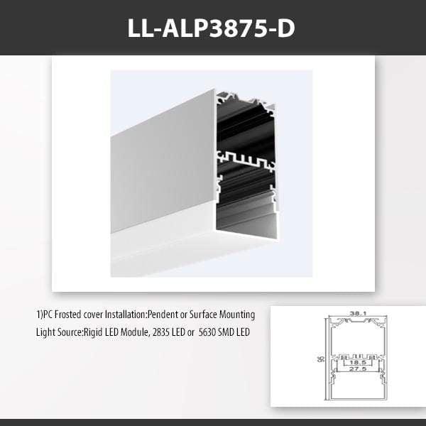 L9 Fixture LL-ALP3875-D / PC Frosted [China] ALP3875 Aluminium Profile 2M x10Pcs