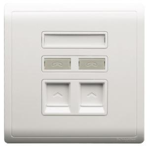 Schneider 1 gang telephone + RJ45 - Cat 5E - keystone on shuttered wallplate - DELIGHT OptoElectronics Pte. Ltd