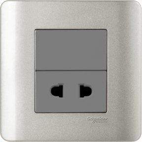 Schneider 10A 1G 2-pin Universal Socket, Silver Satin - DELIGHT OptoElectronics Pte. Ltd