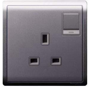 Schneider 13A 250V 1 Gang Switched Socket with Neon and Dual Earth Terminal - DELIGHT OptoElectronics Pte. Ltd