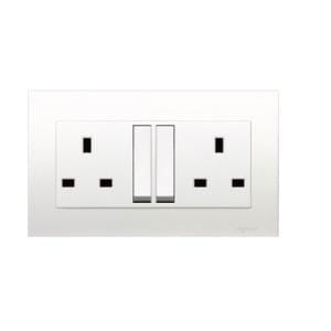 Schneider 13A 250V TwinGang Switched Socket - DELIGHT OptoElectronics Pte. Ltd