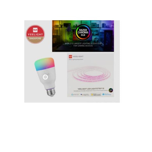 Y1 Home Decore Yeelight x Razer Chroma Gaming Set A, LED Lightstrip STARTER KIT (2 Meter) and Colour light bulbs, Gaming Set A Set